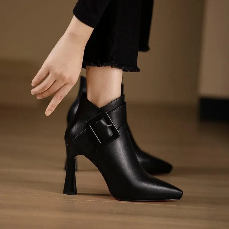 SORELLI⢠Elegant Ankle Boots with Heel and Buckle