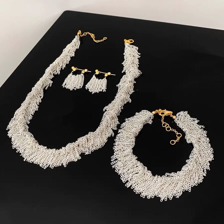 Ursa™ Earrings, Necklace, Bracelet with Cascading Fringe