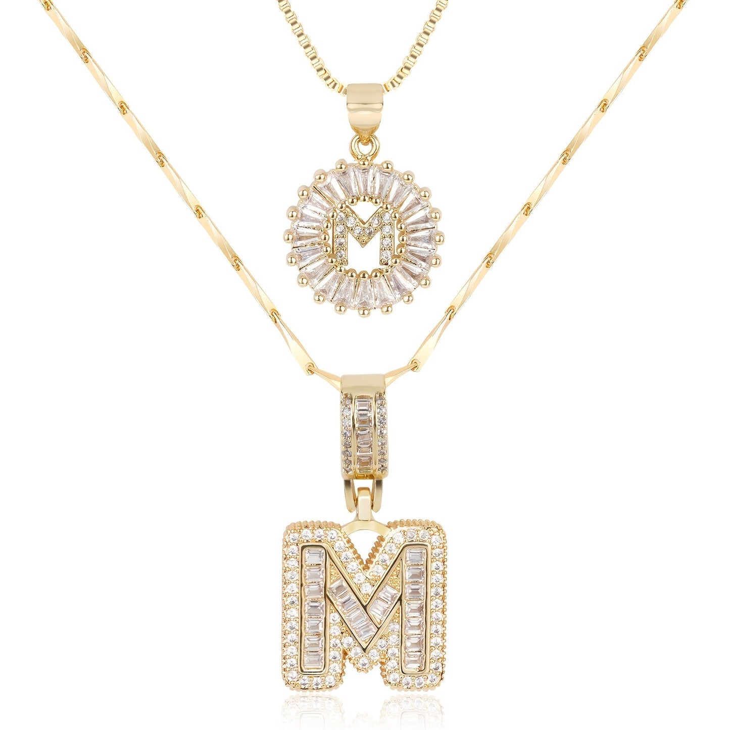 Primrose™ Initial Letter Necklaces with 14k Diamonds (2 pieces)