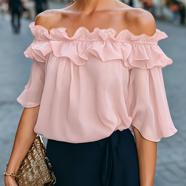 Bruvelle | Elegant Off-Shoulder Blouse with Short Sleeves