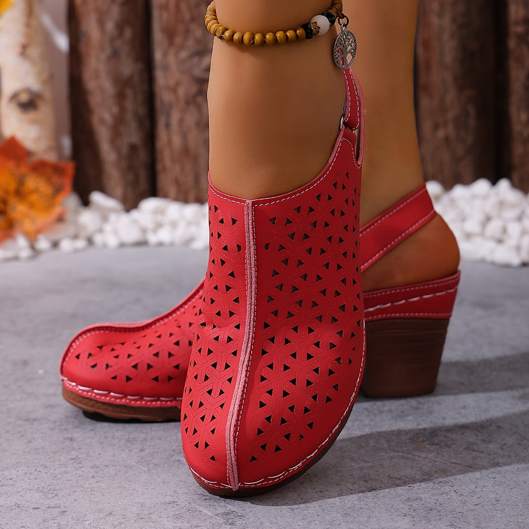 Korae™ Heeled Sandals with Adjustable Straps and Cut-Out Design