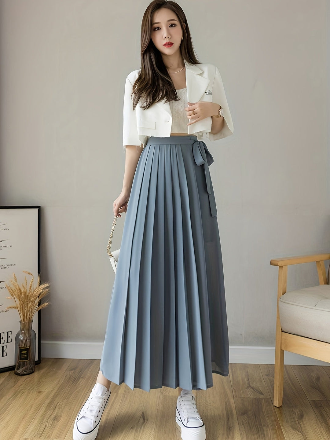Caexine | Wide Leg Trousers with Pleats and Elegant Cut