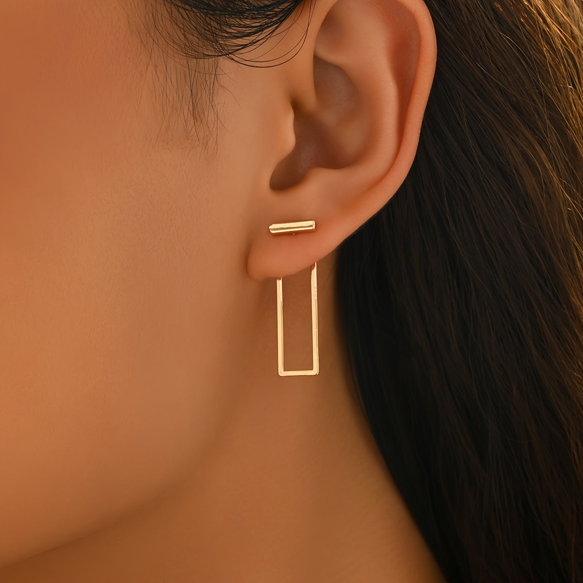 Quinleyra™ Long Geometric Earrings with Elegant Metallic Finish