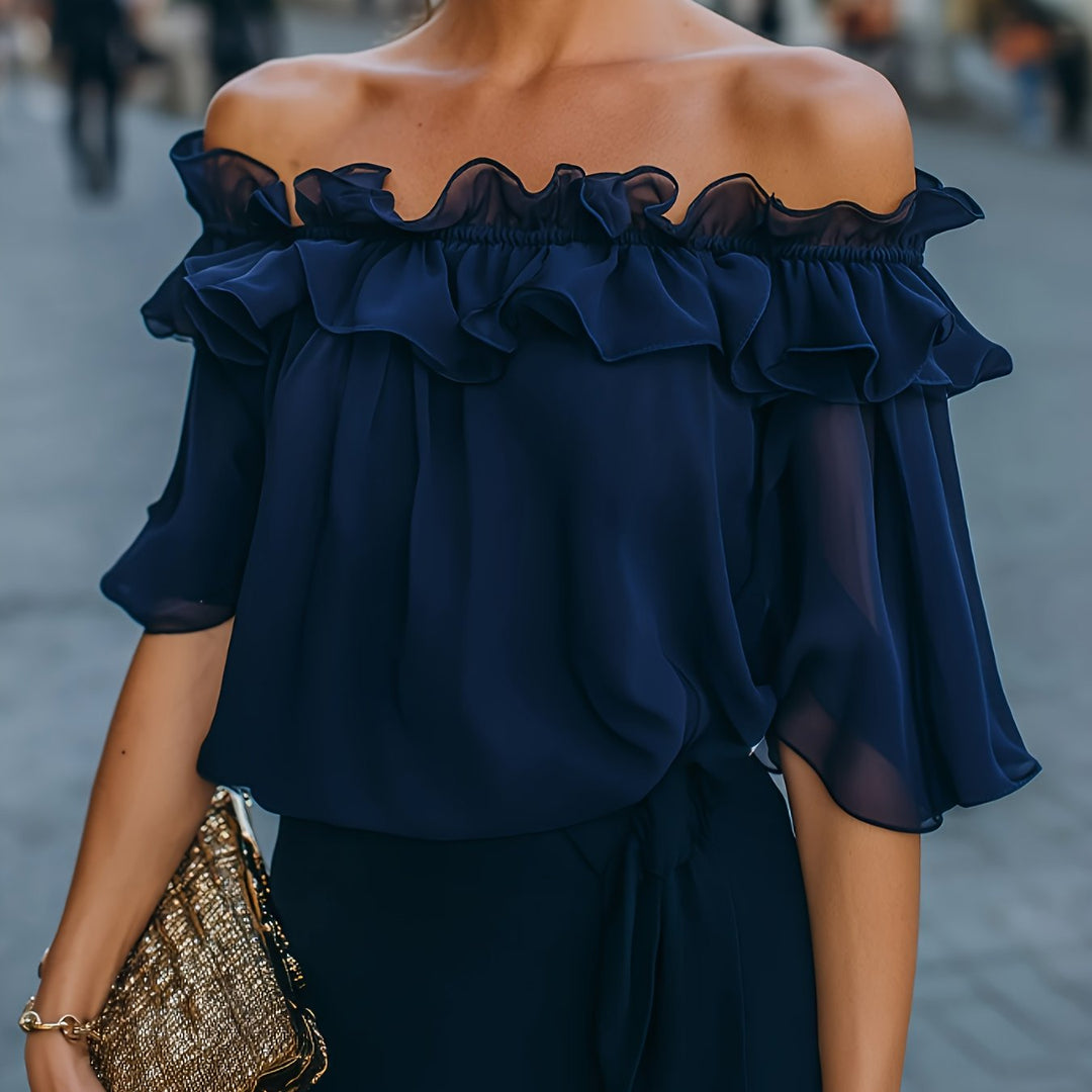 Bruvelle | Elegant Off-Shoulder Blouse with Short Sleeves