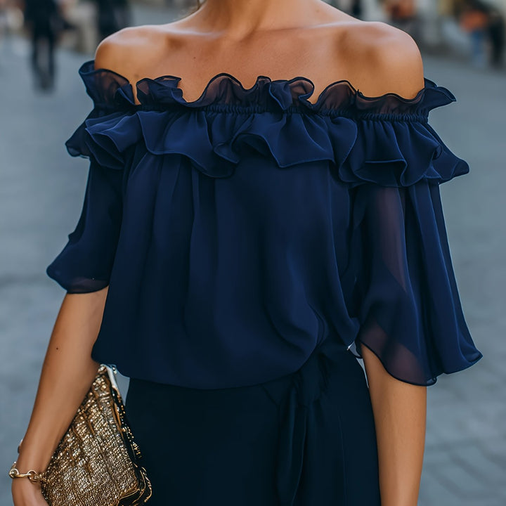 Bruvelle | Elegant Off-Shoulder Blouse with Short Sleeves