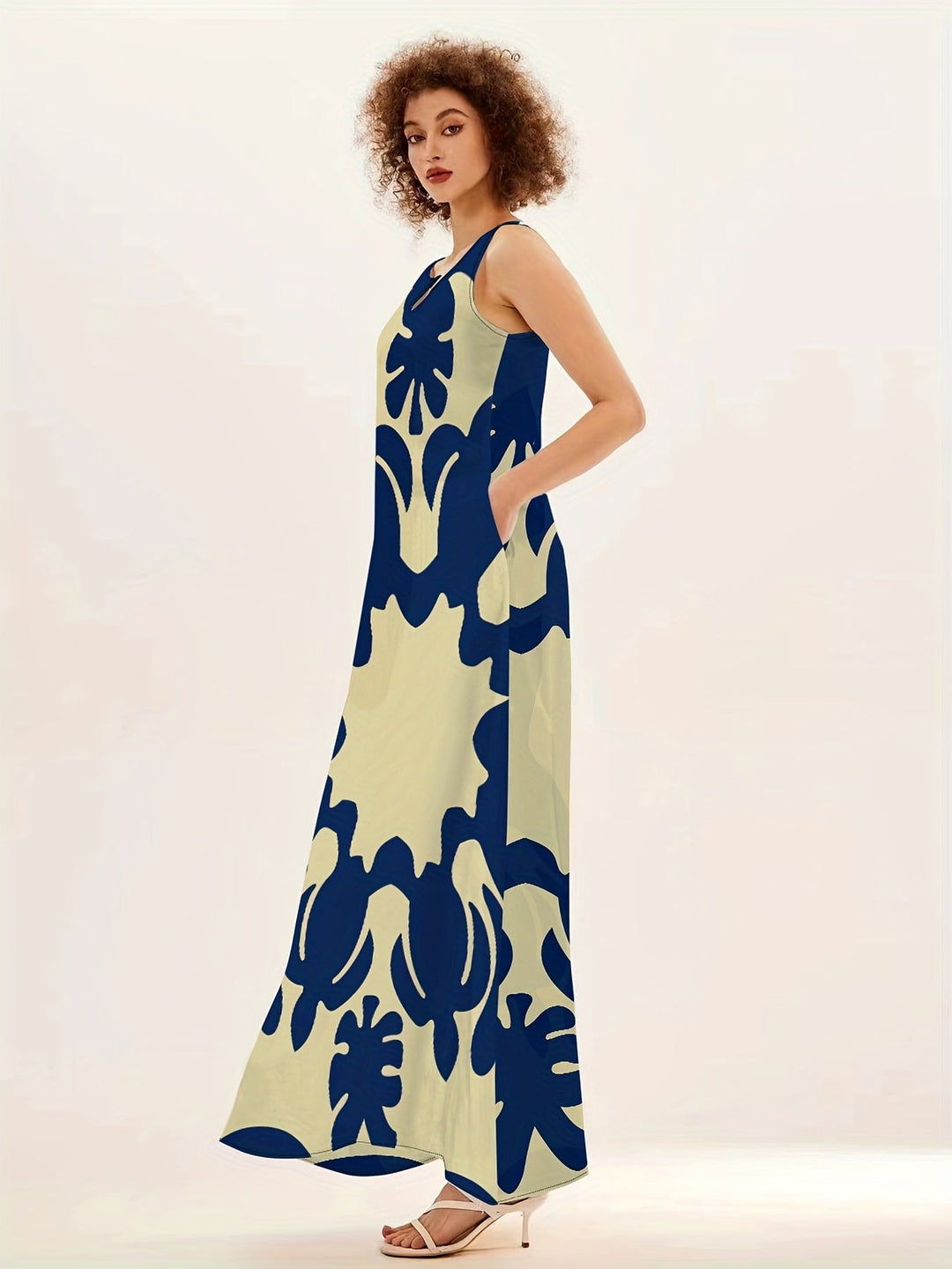 Giana™ Bohemian Printed Dress with V-Neck and Loose Fit