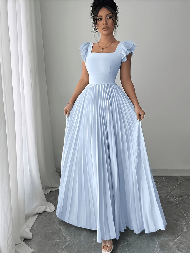 Oxeris | Long Floral Dress with Pleats and Timeless Elegance