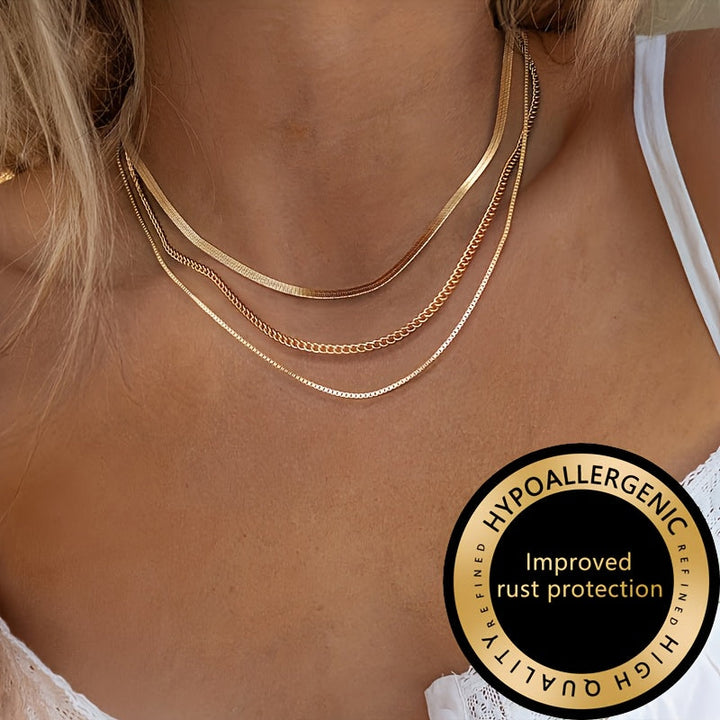 Winsley™ Elegant Three-Layer Collar with Gold Finish