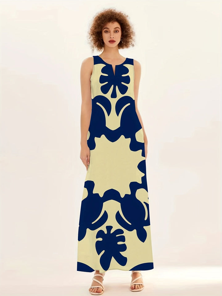 Giana™ Bohemian Printed Dress with V-Neck and Loose Fit