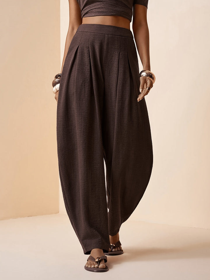 Droveaux | Elegant Straight Pants with Elastic Waist and Pleats
