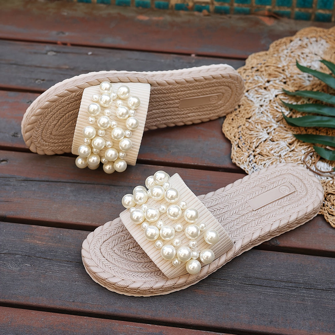 Fruxith | Flat Sandals with Decorative Pearls and Maximum Comfort