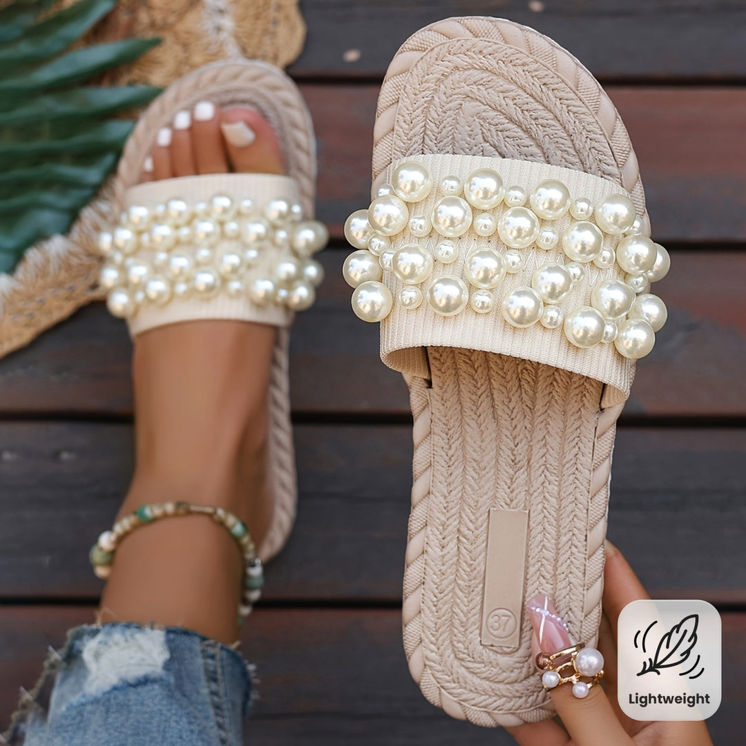 Fruxith | Flat Sandals with Decorative Pearls and Maximum Comfort