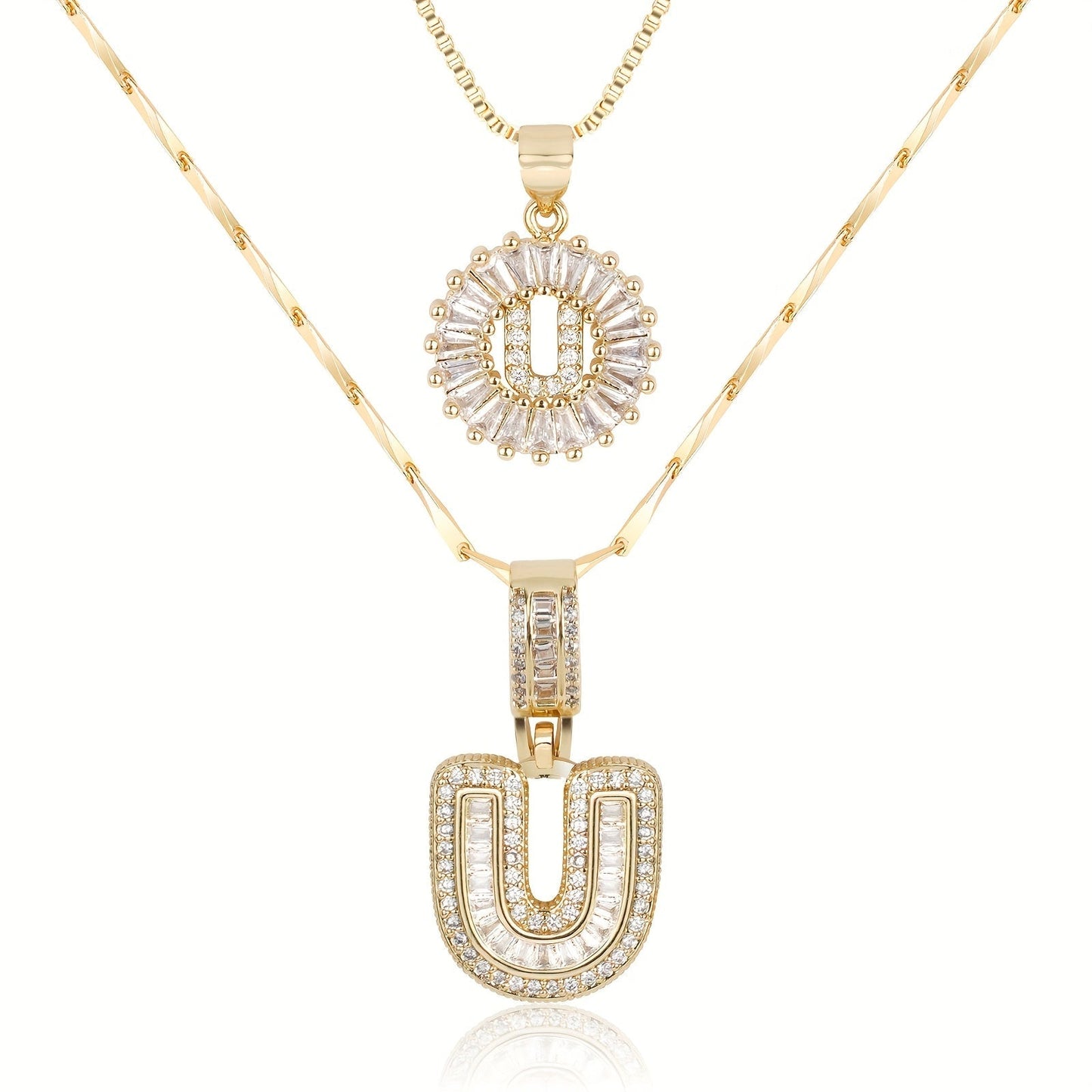 Primrose™ Initial Letter Necklaces with 14k Diamonds (2 pieces)
