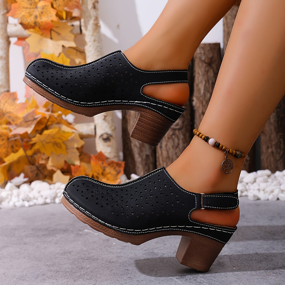 Korae™ Heeled Sandals with Adjustable Straps and Cut-Out Design