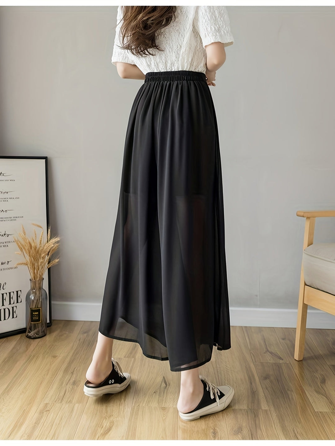 Caexine | Wide Leg Trousers with Pleats and Elegant Cut
