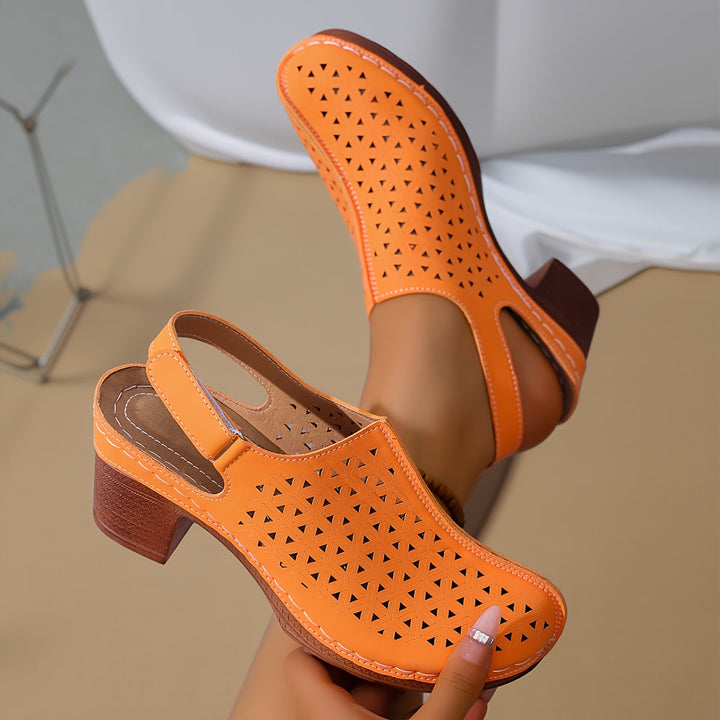 Korae™ Heeled Sandals with Adjustable Straps and Cut-Out Design