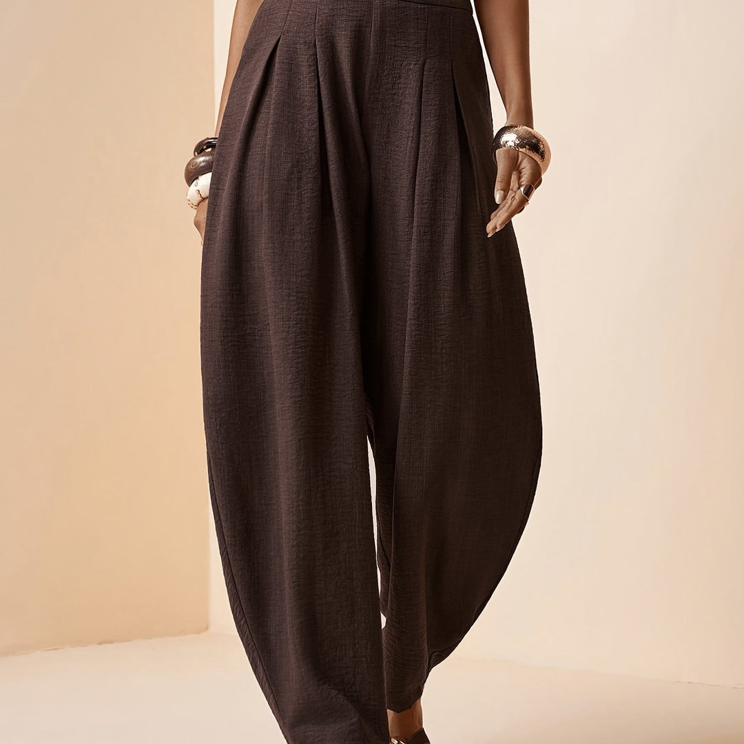 Droveaux | Elegant Straight Pants with Elastic Waist and Pleats