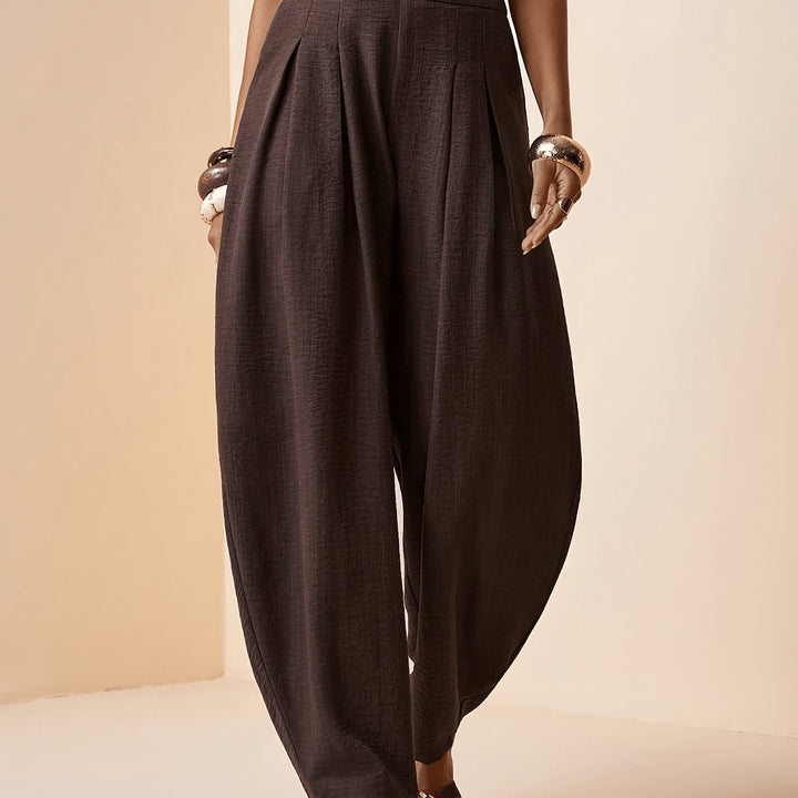 Droveaux | Elegant Straight Pants with Elastic Waist and Pleats
