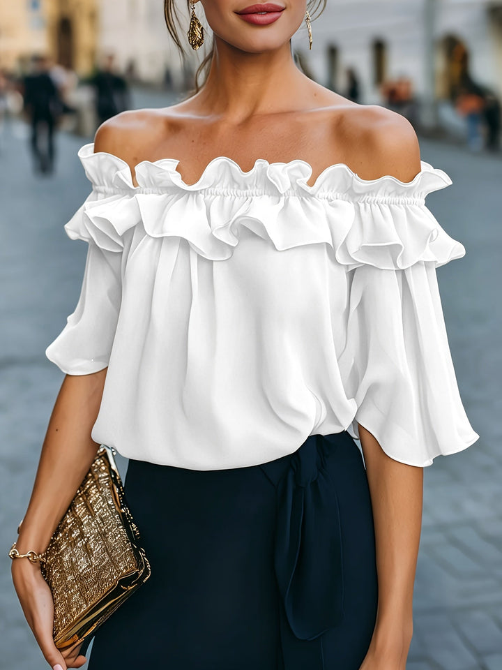 Bruvelle | Elegant Off-Shoulder Blouse with Short Sleeves