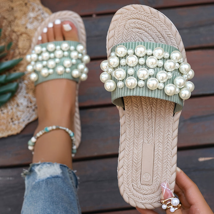 Fruxith | Flat Sandals with Decorative Pearls and Maximum Comfort