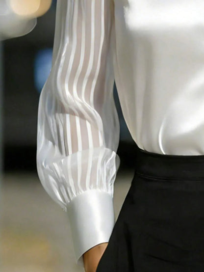 Ellery™ Elegant Blouse with Sheer Sleeves