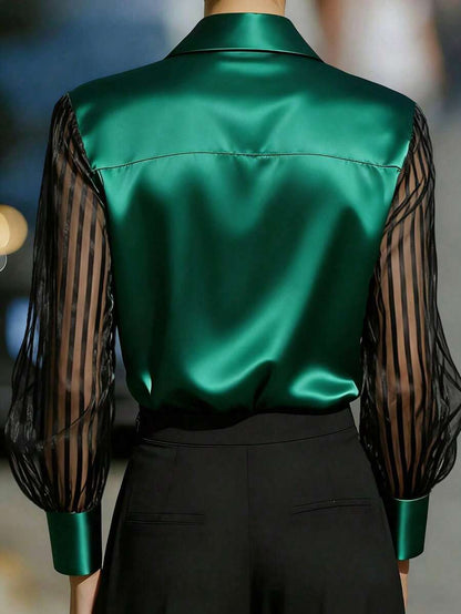 Ellery™ Elegant Blouse with Sheer Sleeves