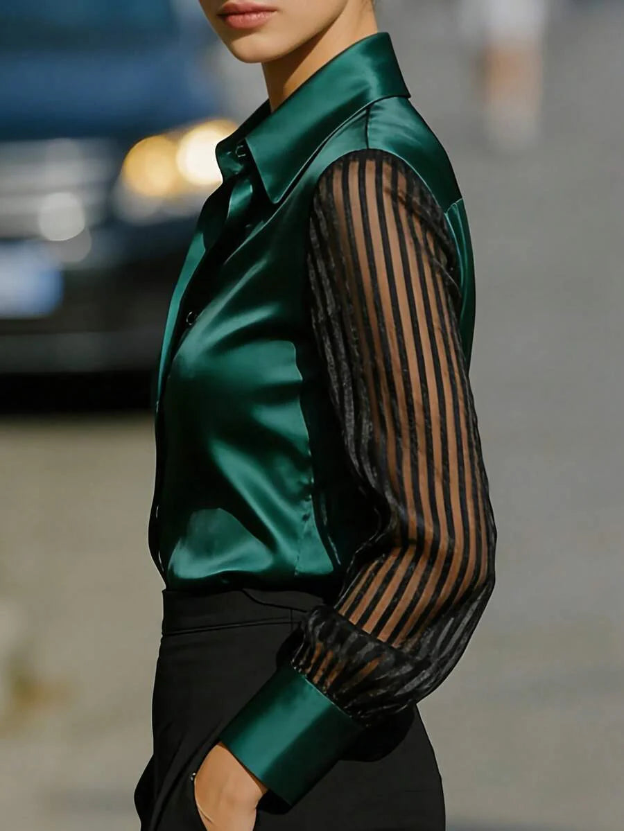 Ellery™ Elegant Blouse with Sheer Sleeves
