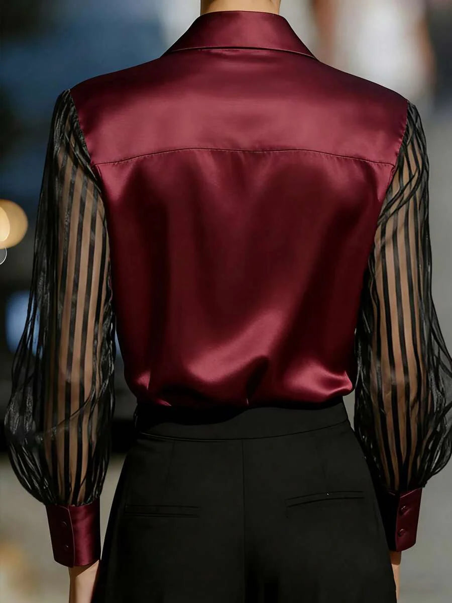 Ellery™ Elegant Blouse with Sheer Sleeves