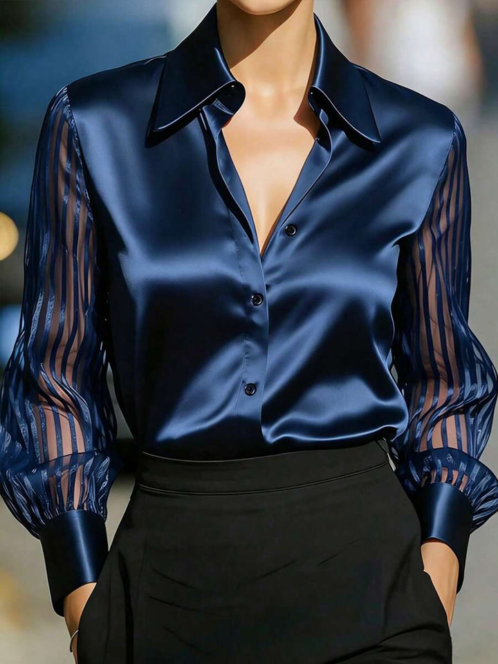 Ellery™ Elegant Blouse with Sheer Sleeves