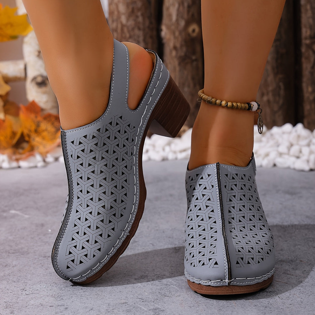 Korae™ Heeled Sandals with Adjustable Straps and Cut-Out Design