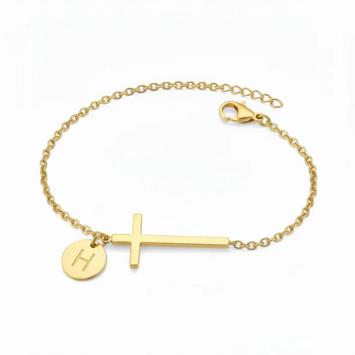 Elodryn™ Sacred Initial Bracelet – Customized Cross