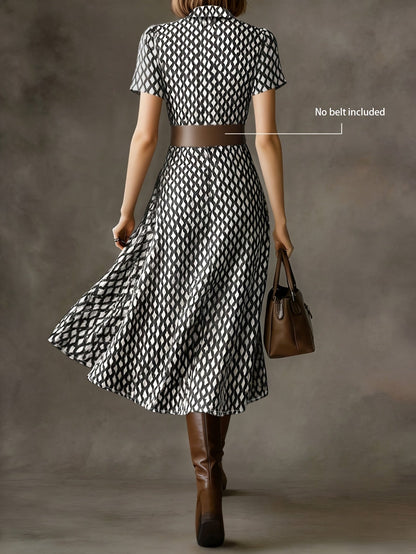 Orly™ Retro and Elegant French Style Floral Midi Dress