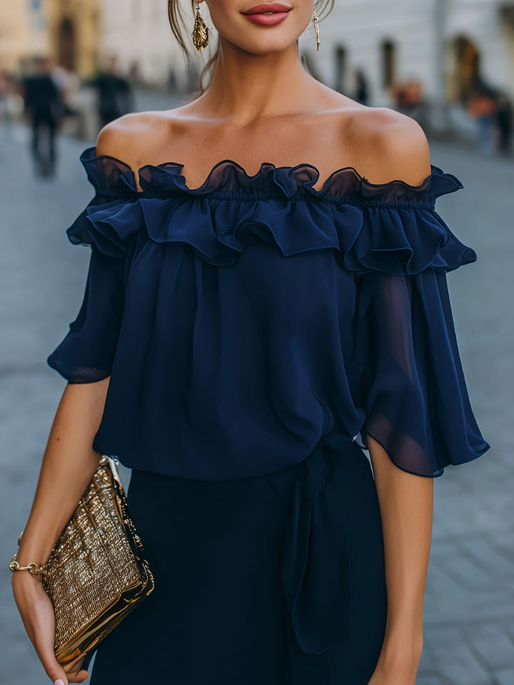 Bruvelle | Elegant Off-Shoulder Blouse with Short Sleeves