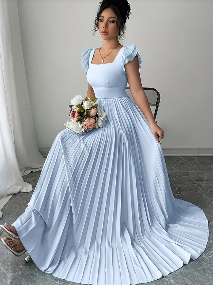 Oxeris | Long Floral Dress with Pleats and Timeless Elegance