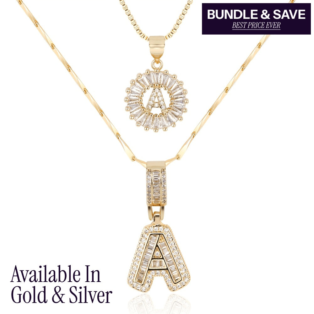 Primrose™ Initial Letter Necklaces with 14k Diamonds (2 pieces)