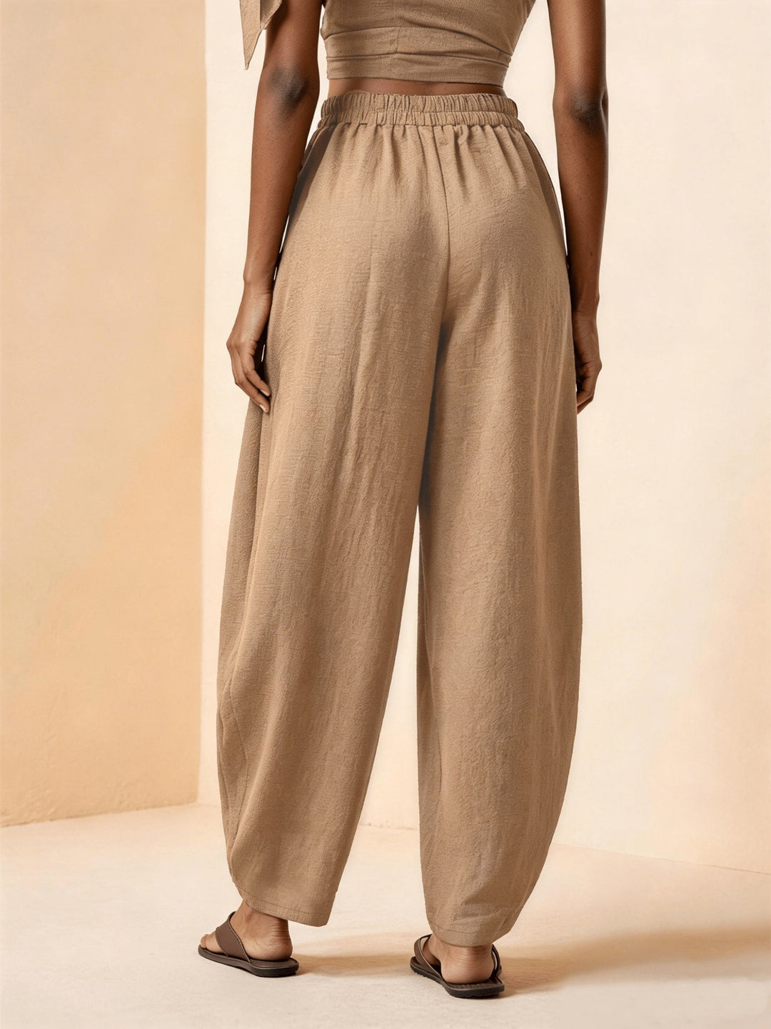 Droveaux | Elegant Straight Pants with Elastic Waist and Pleats