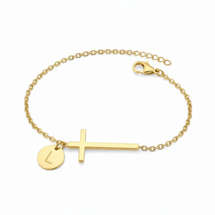 Elodryn™ Sacred Initial Bracelet – Customized Cross