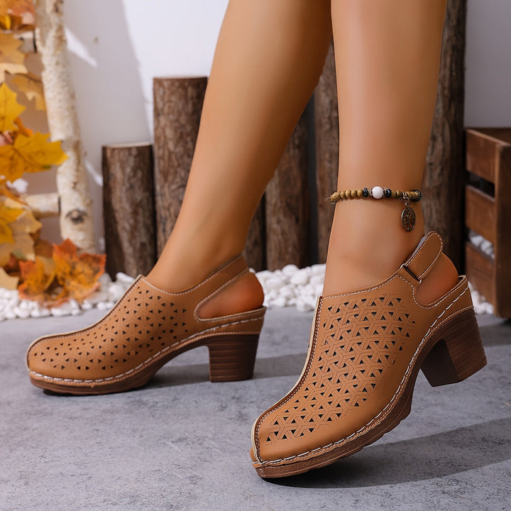 Korae™ Heeled Sandals with Adjustable Straps and Cut-Out Design