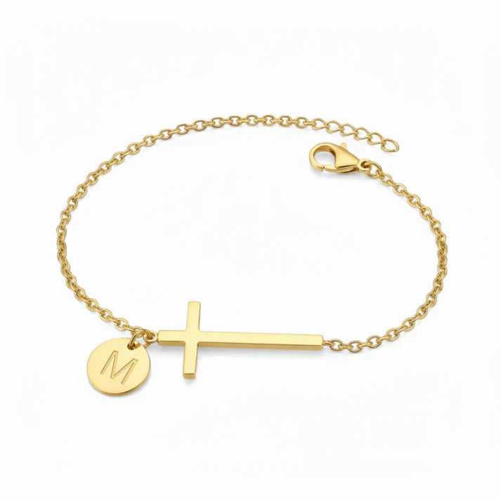 Elodryn™ Sacred Initial Bracelet – Customized Cross