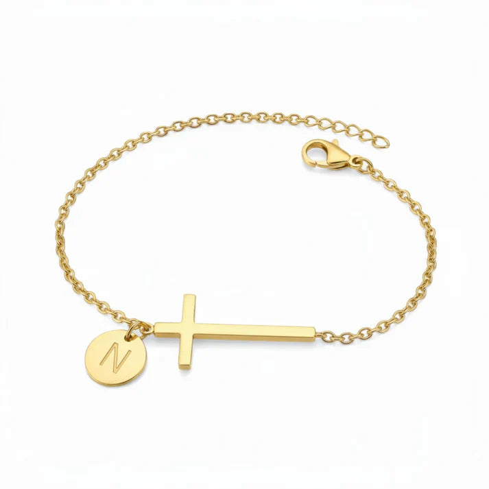 Elodryn™ Sacred Initial Bracelet – Customized Cross