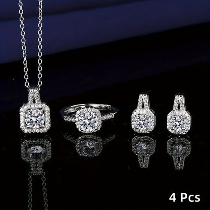Elkie™ Elegant Sparkling Jewelry Set with Necklace, Ring, and Earrings