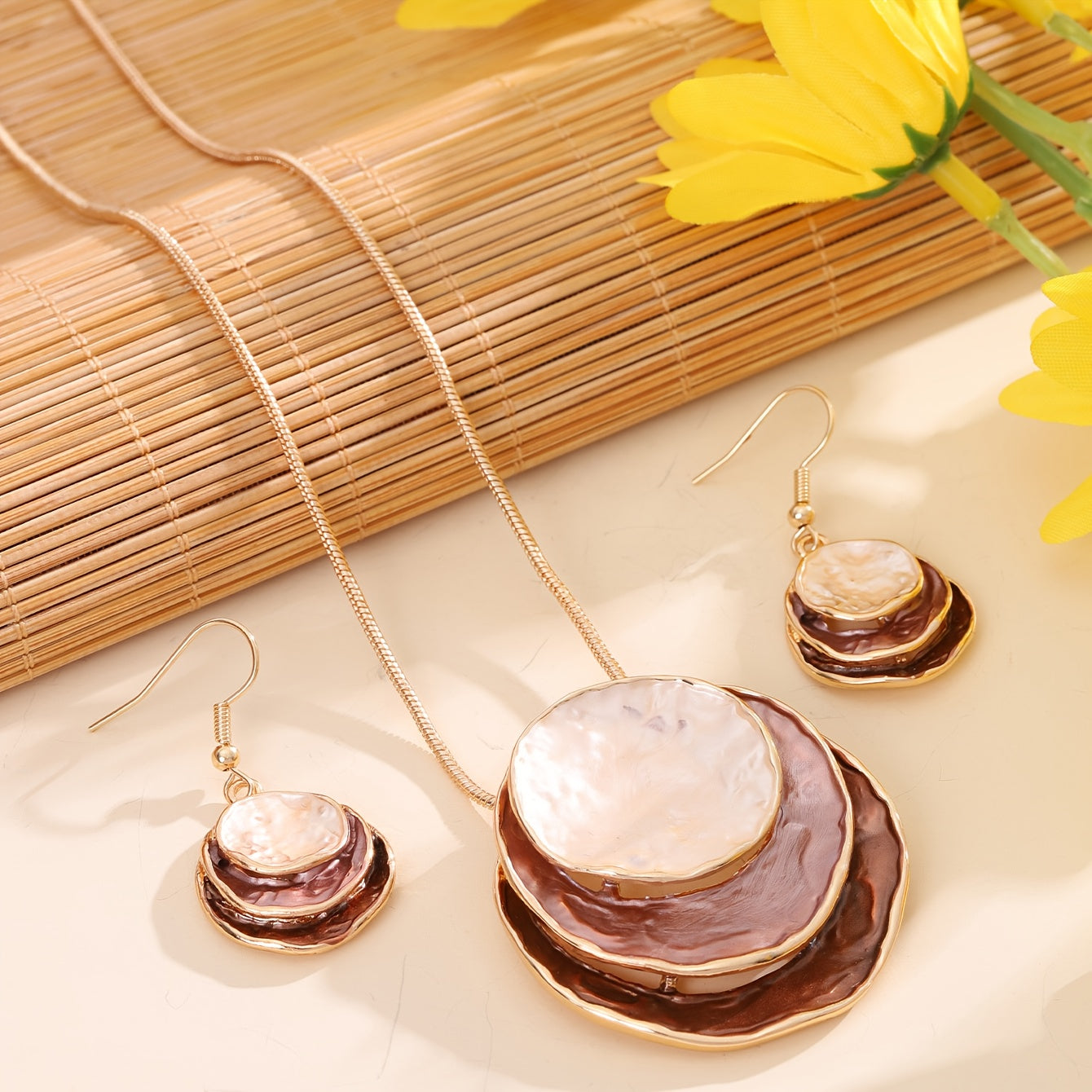 Vedae™ Elegant Flower Earrings with Gold Finish and Pearl