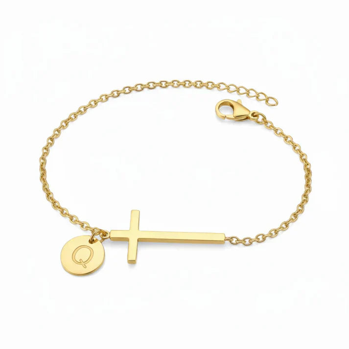 Elodryn™ Sacred Initial Bracelet – Customized Cross