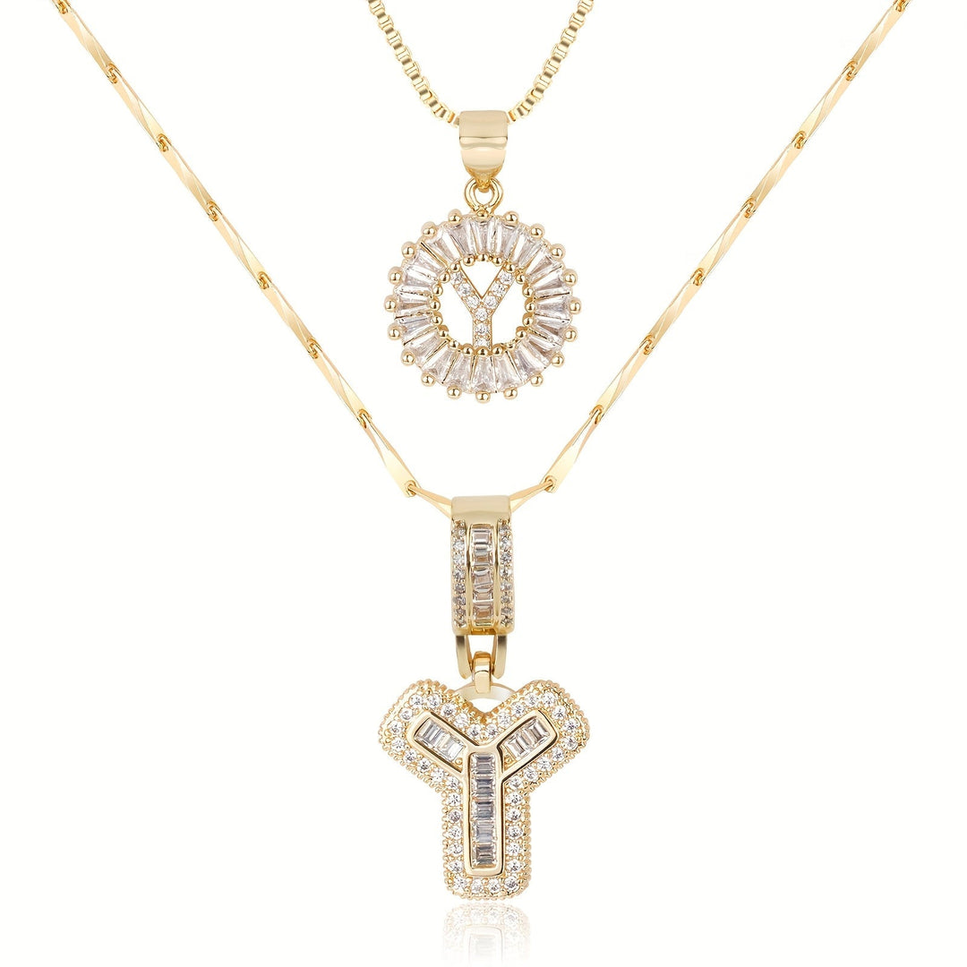 Primrose™ Initial Letter Necklaces with 14k Diamonds (2 pieces)