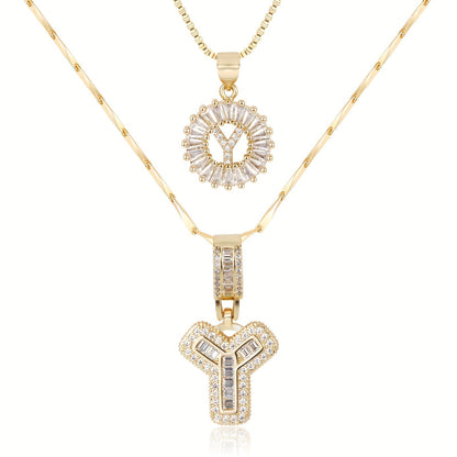Primrose™ Initial Letter Necklaces with 14k Diamonds (2 pieces)