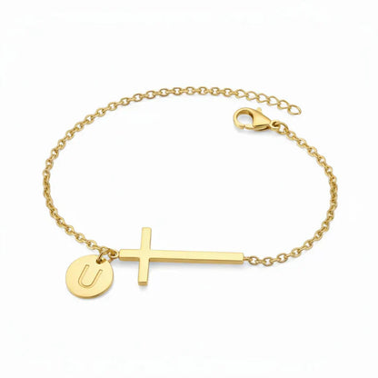 Elodryn™ Sacred Initial Bracelet – Customized Cross