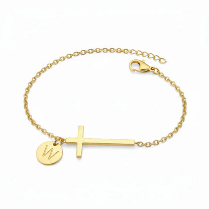 Elodryn™ Sacred Initial Bracelet – Customized Cross