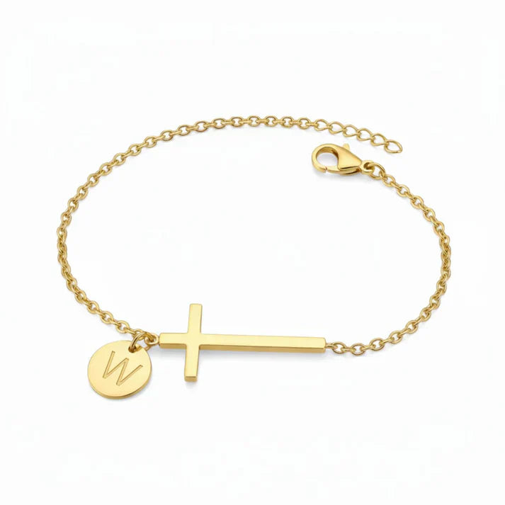 Elodryn™ Sacred Initial Bracelet – Customized Cross