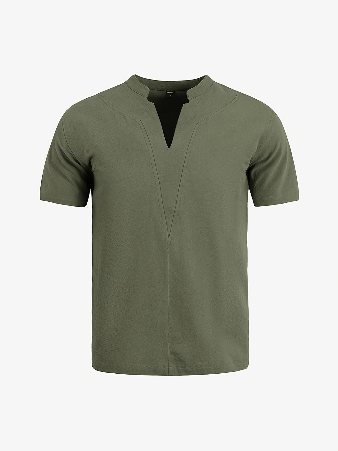 Grexric | Men's Linen Shirt with Mao Collar and Relaxed Fit
