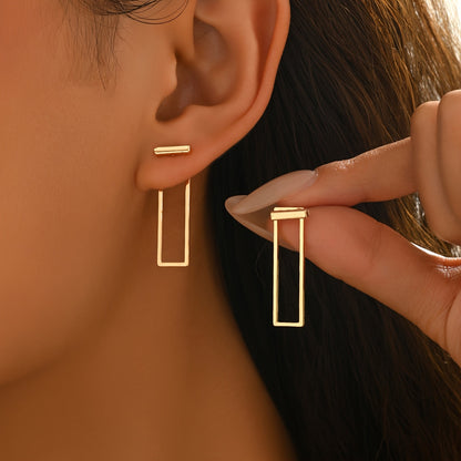 Quinleyra™ Long Geometric Earrings with Elegant Metallic Finish